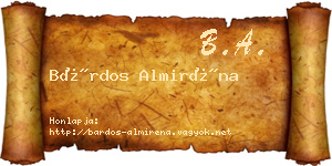 Bárdos Almiréna névjegykártya